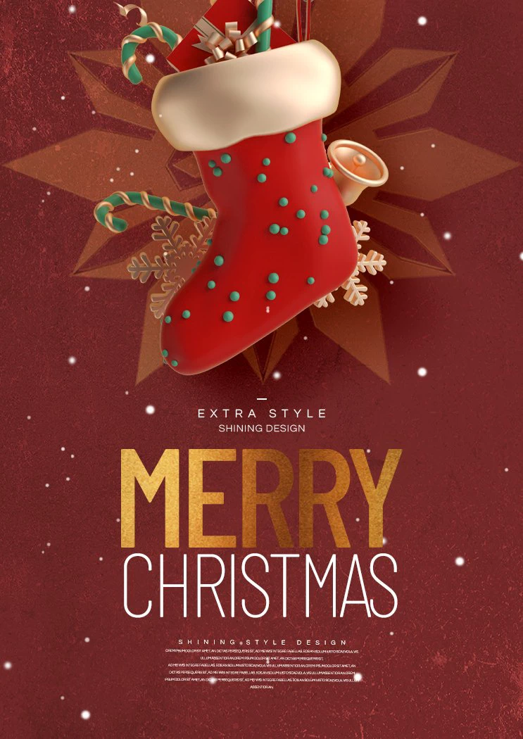 圣诞节圣诞树圣诞老人闪亮装饰电商促销折扣海报PSD模板AI素材【210】